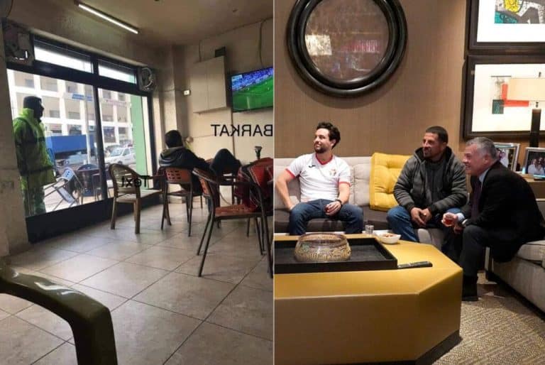 عامل نظافة يشاهد مبارة مع الملك عبد الله الثاني watanserb.com