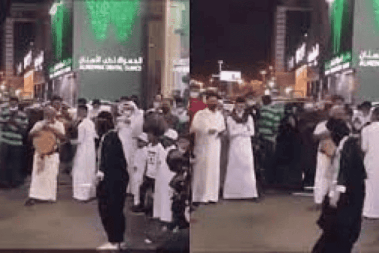 منقبة ترقص وسط شبان watanserb.com