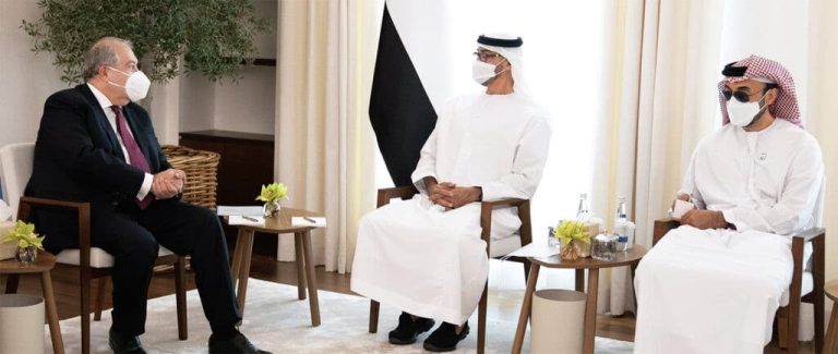 رئيس ارمينيا ومحمد بن زايد وشقيقه طحنون-اتفاق قره باغ watanserb.com