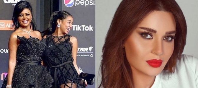 سيرين عبدالنور ترتدي فستانا بلا بطانة شبيه بفستان رانيا يوسف watanserb.com