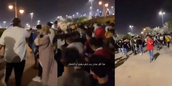 محاصرة فتاة شقراء من عشرات الشبان في السعودية watanserb.com