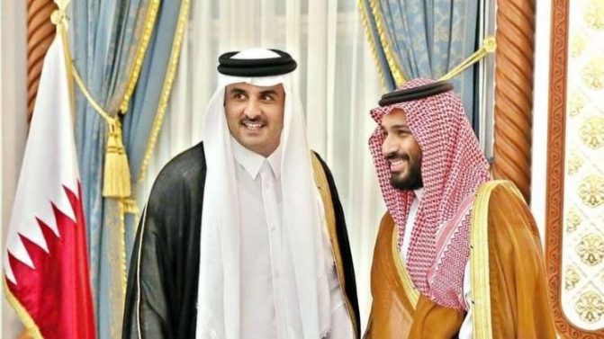 محمد بن سلمان وتميم بن حمد قطر السعودية watanserb.com