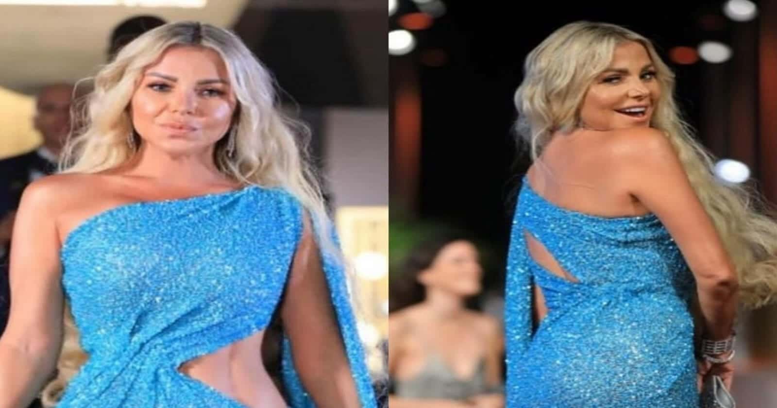 رزان المغربي بفستان أزرق 