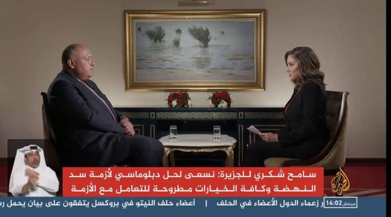 سامح شكري خلال لقاء مع الجزيرة القطرية watanserb.com