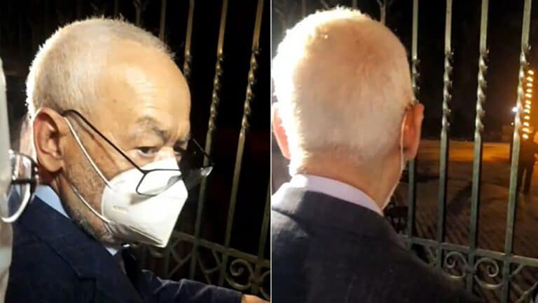 راشد الغنوشي يعتصم أمام البرلمان بعد منعه من دخوله وقيس سعيد يتجول في شارع الحبيب بورقيبة راشد الغنوشي watanserb.com