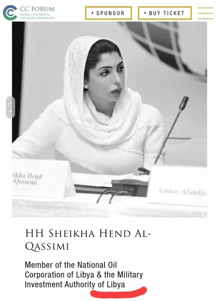 هند القاسمي ادعت تمثيل مؤسسة النفط الليبية في منتدى موناكو الاقتصادي