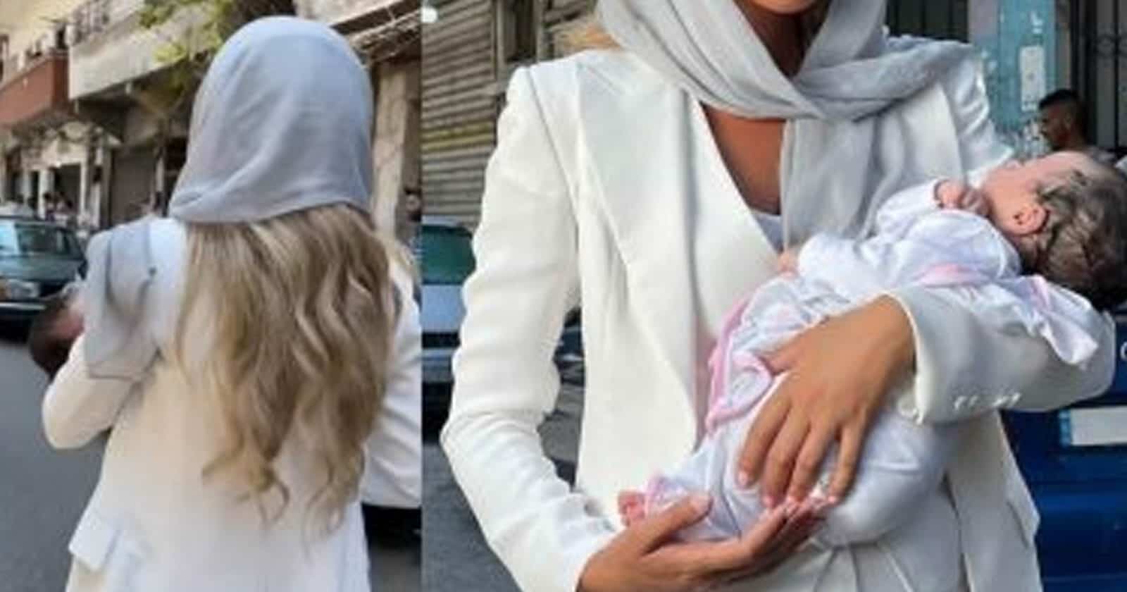 مايا دياب تتجول في الشارع بالحجاب ورضيع بين يديها .. اعرفوا السبب! مايا دياب بالحجاب watanserb.com