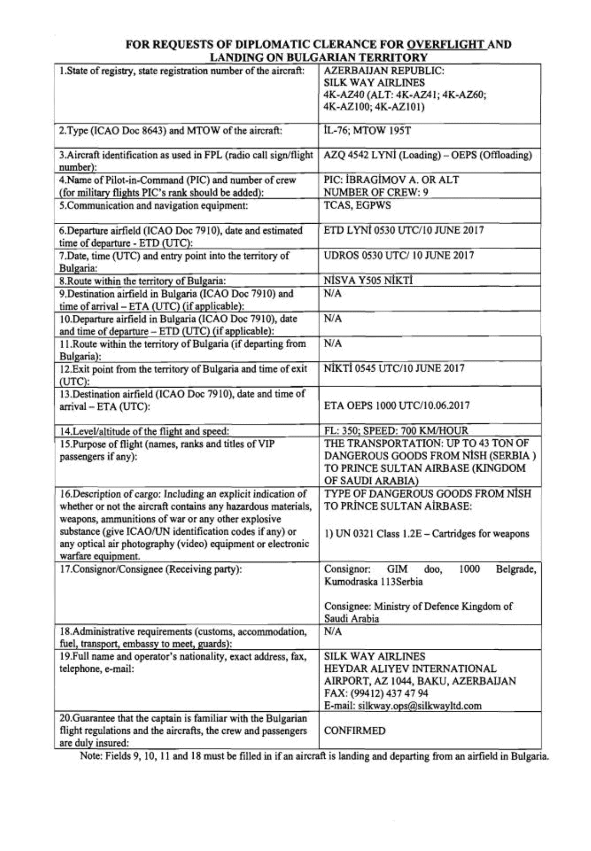 وثائق نقل الأسلحة