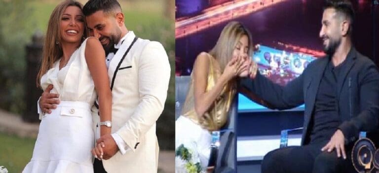 زوجة أحمد سعد تقبل يده على الهواء watanserb.com