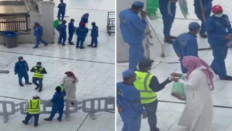 سعودي يوزع الأموال على العاملين في الحرم المكي watanserb.com