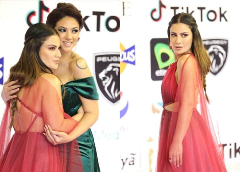 صبا مبارك تقبل شقيقتها على السجادة الحمراء بمهرجان القاهرة السينمائي watanserb.com