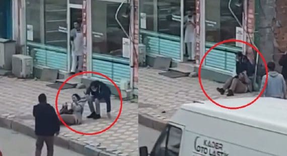 رجل يسحل طليقته ويطعنها في شارع عام