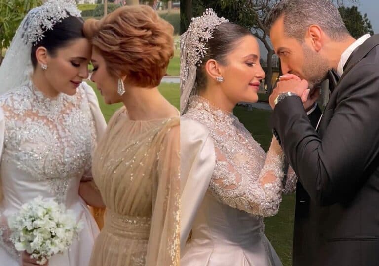 أصالة وزوجها يُشاركان ابنتها شام جلسة تصوير زفافها الرسمية! watanserb.com