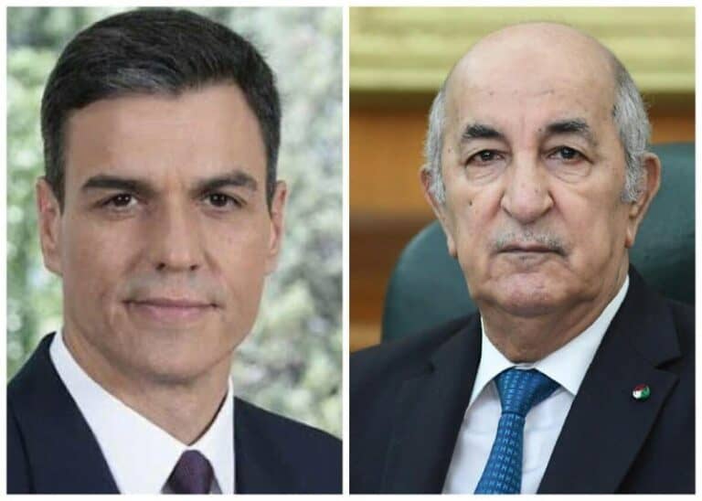 الرئيس الجزائري عبد المجيد تبون ورئيس الوزراء الإسباني بيدرو سانشيز watanserb.com