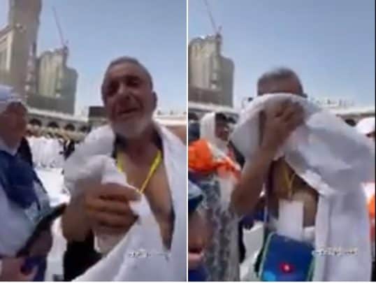 مؤثر جدا.. شاهد ردة فعل معتمر تونسي لحظة علمه أن الشاب الذي يتحدث معه فلسطيني من قطاع غزة! لقاء معتمر تونسي فلسطيني watanserb.com