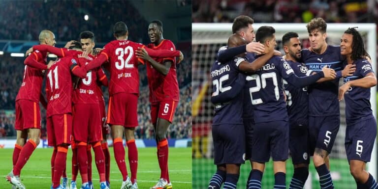 احتفال مانشستر سيتي وليفربول بعد التأهل إلى نصف نهائي دوري أبطال أوروبا watanserb.com
