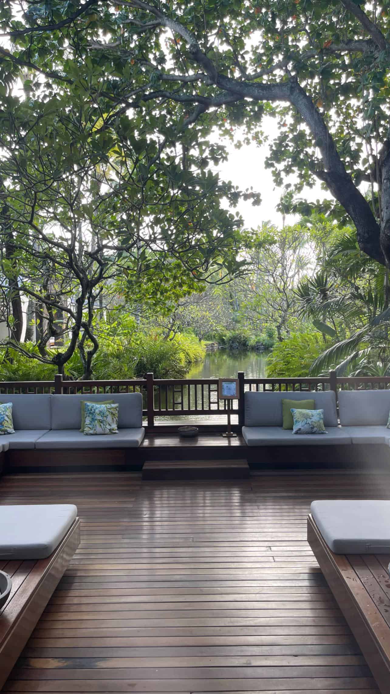 المنزل الخشبي المُطل على غابة حرجية ومستنقع ماء.