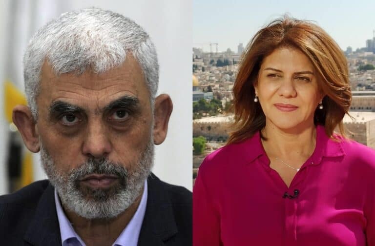 معزيا بشيرين أبو عاقلة.. يحيى السنوار يتحدى الاحتلال من داخل مكتب الجزيرة (فيديو) شيرين أبو عاقلة watanserb.com