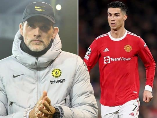 كريستيانو رونالدو ومدرب تشيلسي توماس توخيل watanserb.com