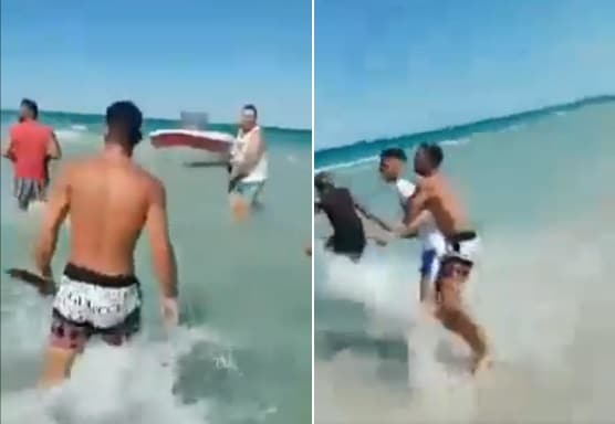 فيديو مرعب لاعتداء شبان على عائلة تونسية على شاطئ البغدادي بولاية المنستير حادثة شاطئ البغدادي watanserb.com