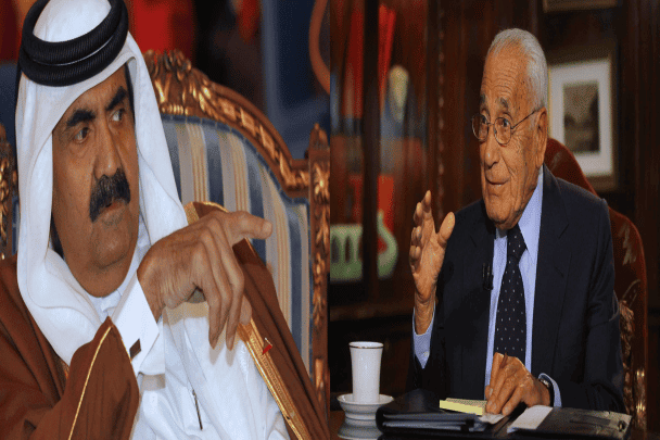 محمد حسنين هيكل وأمير قطر السابق watanserb.com