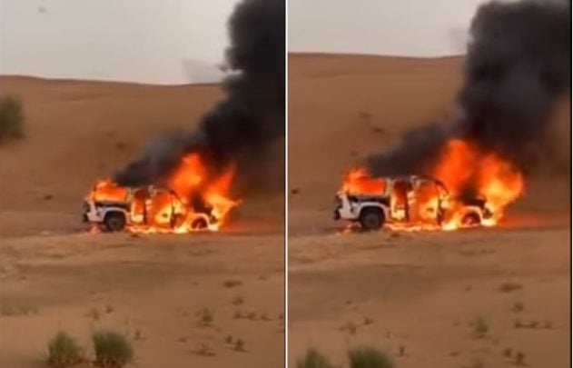 إماراتي يحرق سيارته watanserb.com