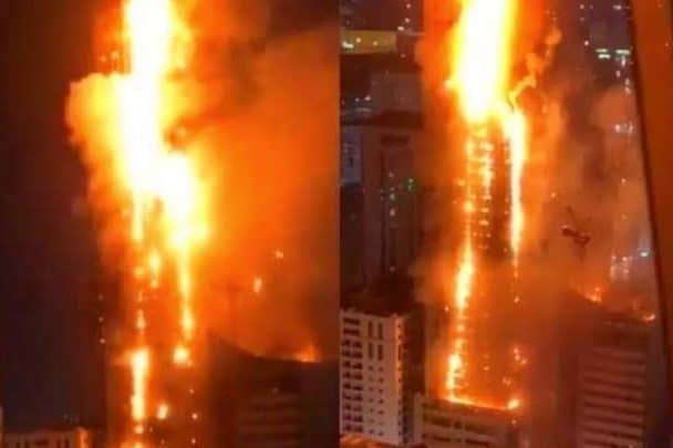 فيديو لحريق برجين في تل أبيب وتفحم جثث ساكنيها يشعل مواقع التواصل أبراج تل أبيب watanserb.com