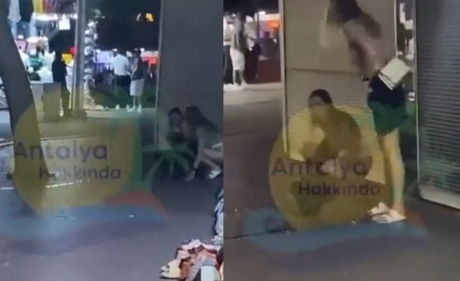 سائحتان تقضيان حاجتهما أمام المارة في أنطاليا بتركيا watanserb.com