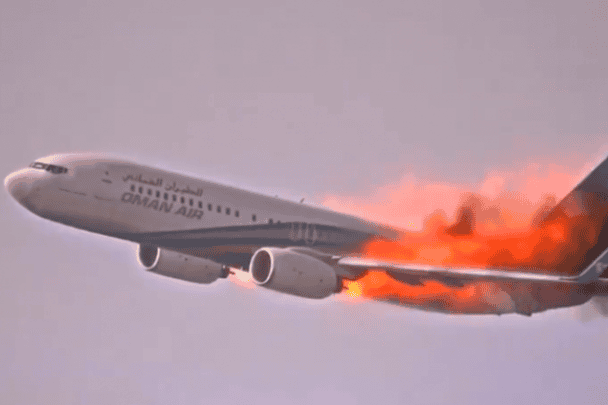 احتراق طائرة عُمانية في الجو watanserb.com