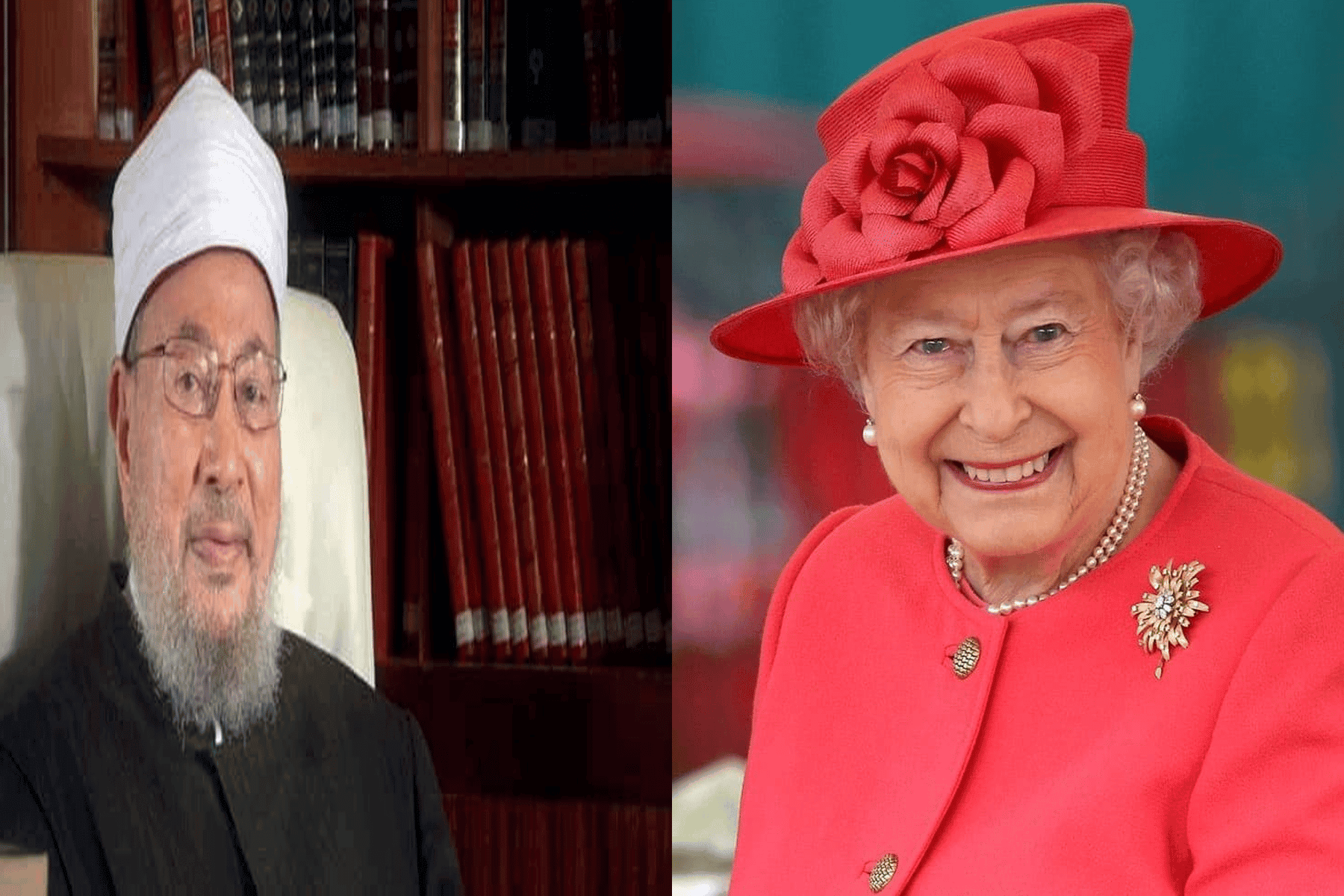 وفاة الملكة إليزابيث تعود للواجهة بعد دفن القرضاوي.. لماذا؟ يوسف القرضاوي والملكة اليزابيث watanserb.com