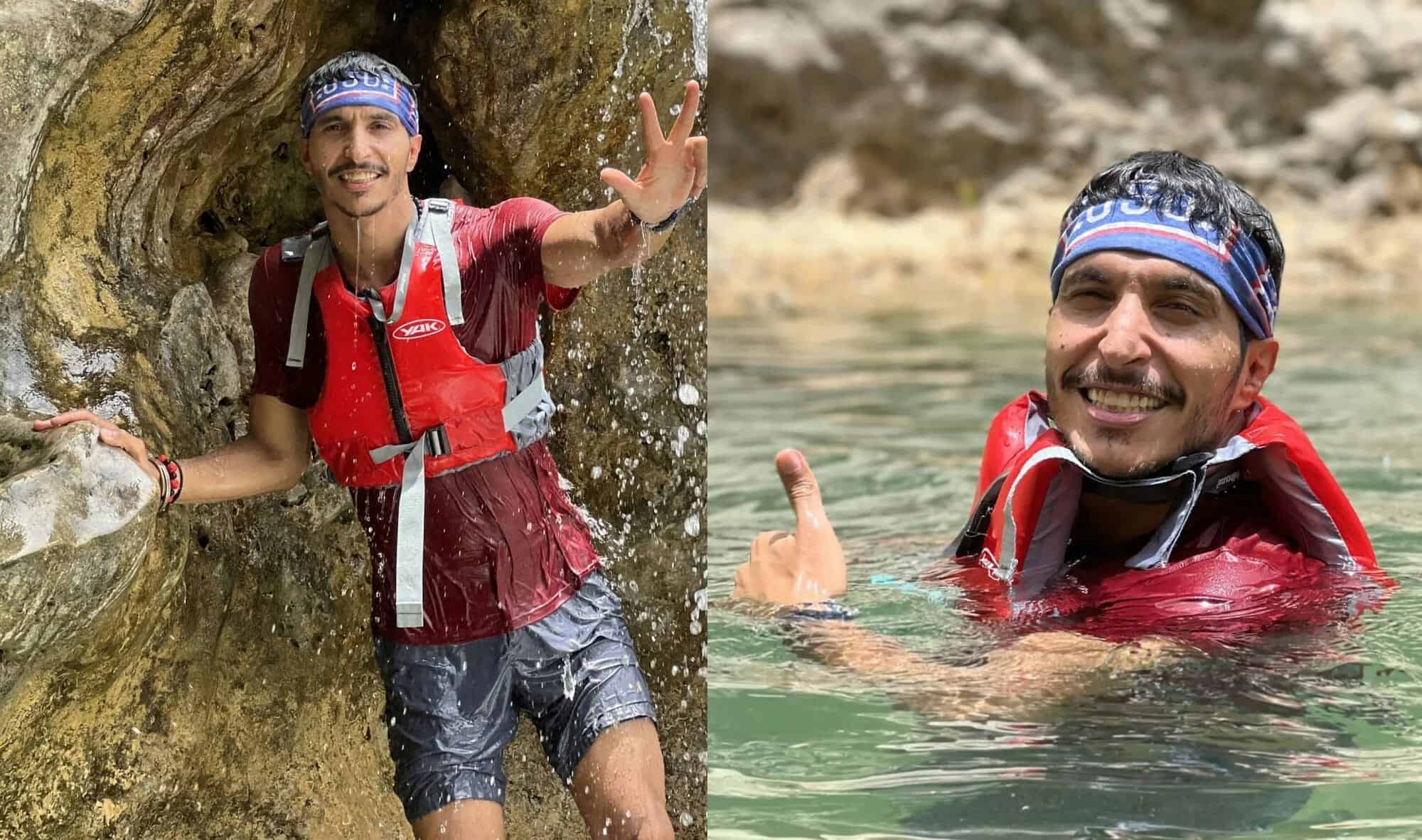 مغامرة مرعبة للإماراتي خليفة المزروعي داخل كهف بوادي شاب العماني (شاهد) مغامرة خليفة المزروعي watanserb.com