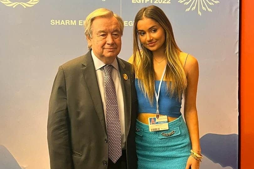 صوفيا كياني والأمين العام للأمم المتحدة في قمة المناخ بمصر