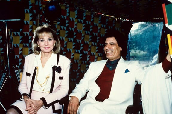 زيارة باربرا والترز دولة ليبيا ومقابلة القذافي