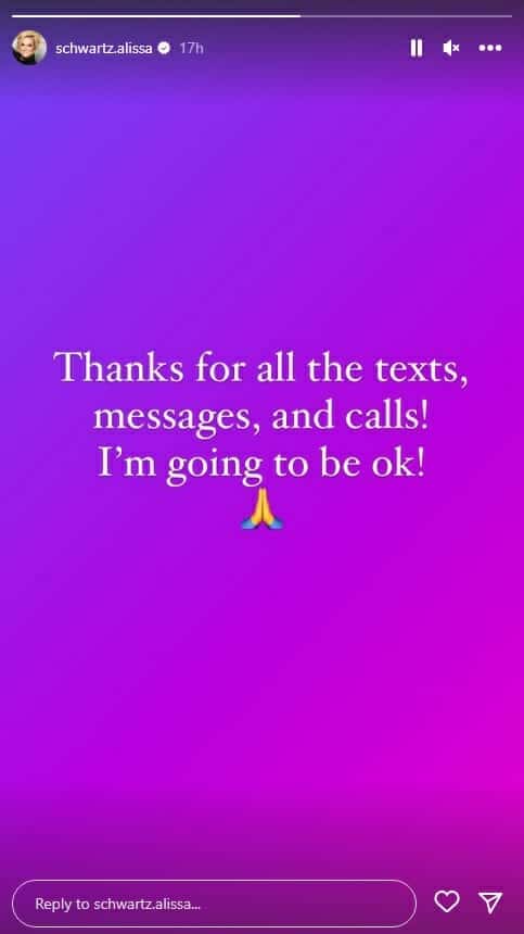 رسالة طمأنة نشرتها المذيعة على حسابها في انستغرام 