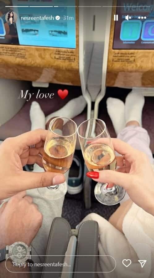 نسرين طافش وزوجها يشربان الخمر