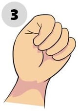 قبضة مع الإبهام متجه نحو الداخل