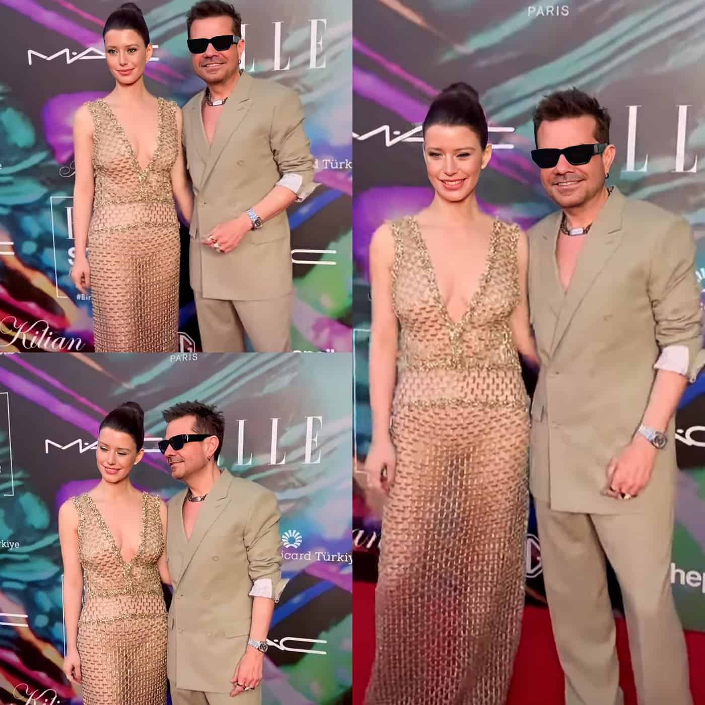 بيرين سات بفستان جريء شفاف 