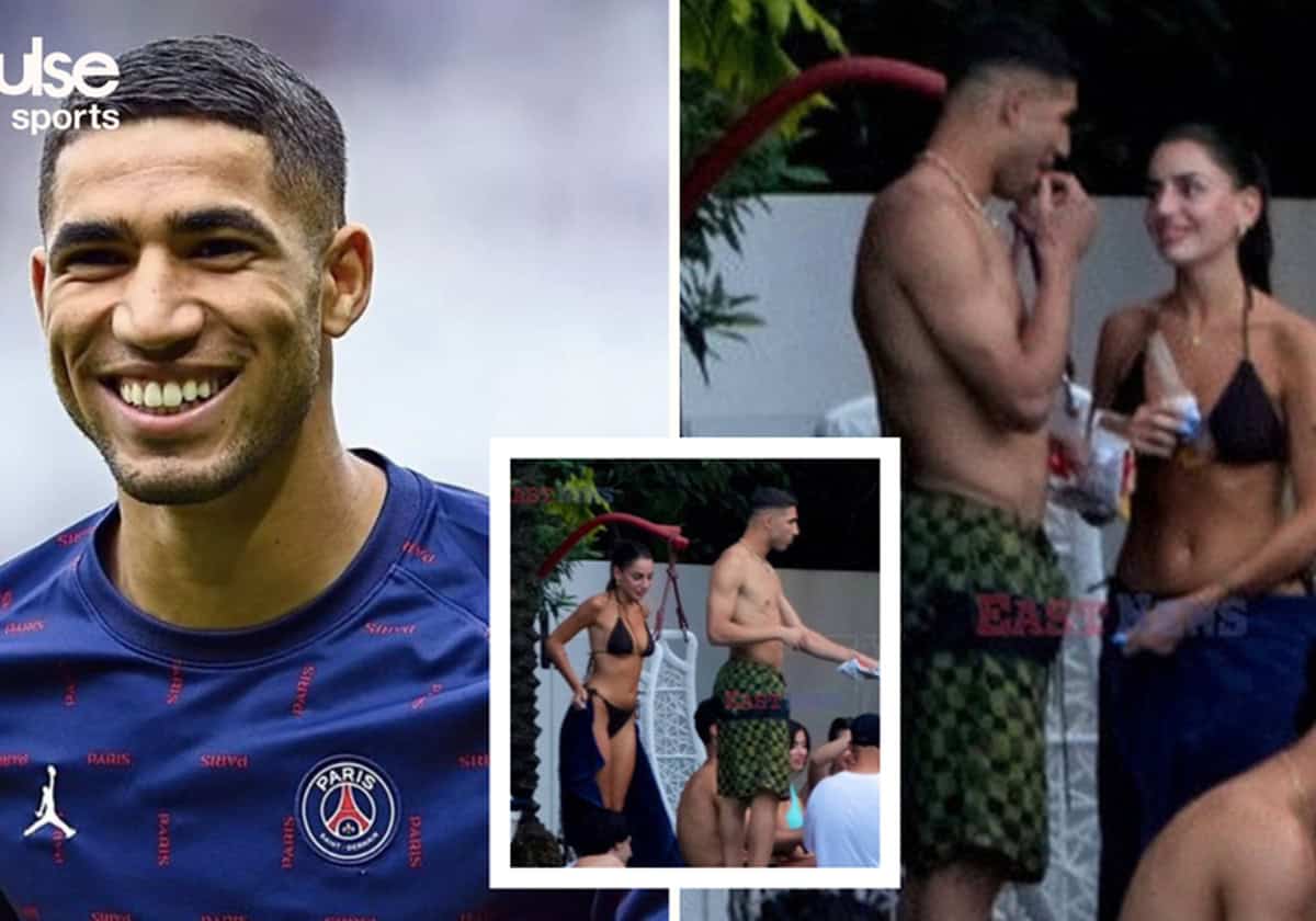 أشرف حكيمي برفقة فتاة فائقة الجمال بالبكيني.. حديث وتبادل نظرات وسط شائعات الارتباط (شاهد) أشرف حكيمي برفقة فتاة فائقة الجمال بالبكيني.. حديث وتبادل نظرات وسط شائعات الارتباط