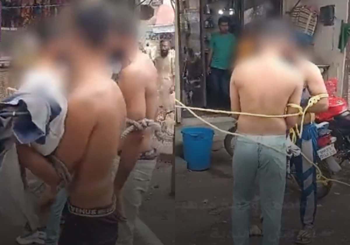 إذلال 8 شبان مسلمين في الهند على يد الشرطة بطريقة صادمة! (فيديو) إذلال 8 شبان مسلمين في الهند على يد الشرطة