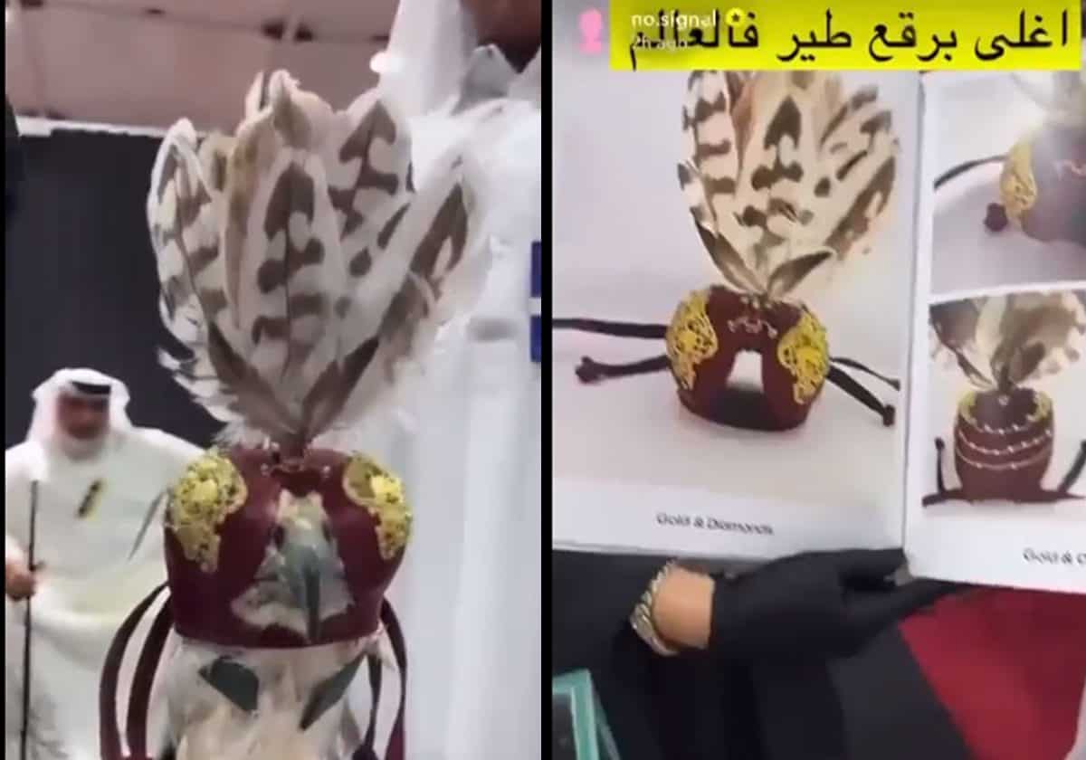 “برقع صقر” من الذهب يثير جدلا في قطر.. الأغلى في العالم وسعره خيالي عبد العزيز إبراهيم الجابر وبرقع صقر من الذهب