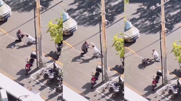 لقطات تظهر شجار الديبلوماسي الإسرائيلي أحد الأشخاص