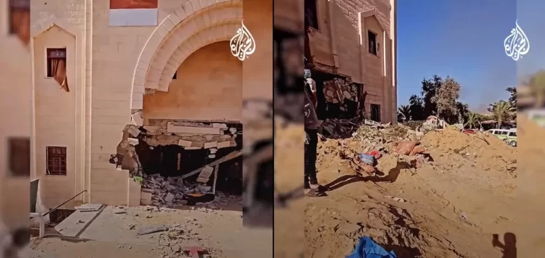 جانب من الدمار في المستشفى الإندونيسي