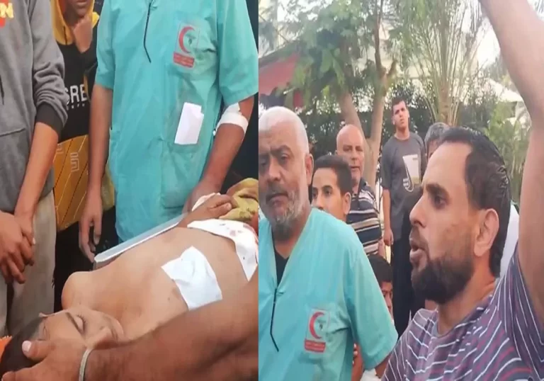 فلسطيني يودع طفله الشهيد في غزة