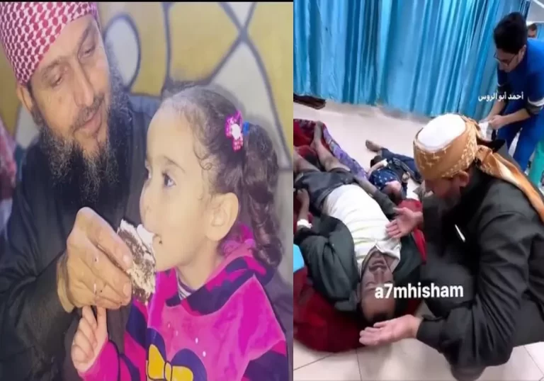 الفلسطيني أبو ضياء يواسي جرحى قصف الاحتلال على غزة