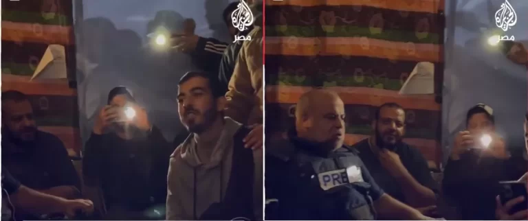 صحفيو غزة مجتمعون يغنون أثناء فترة استراحتهم