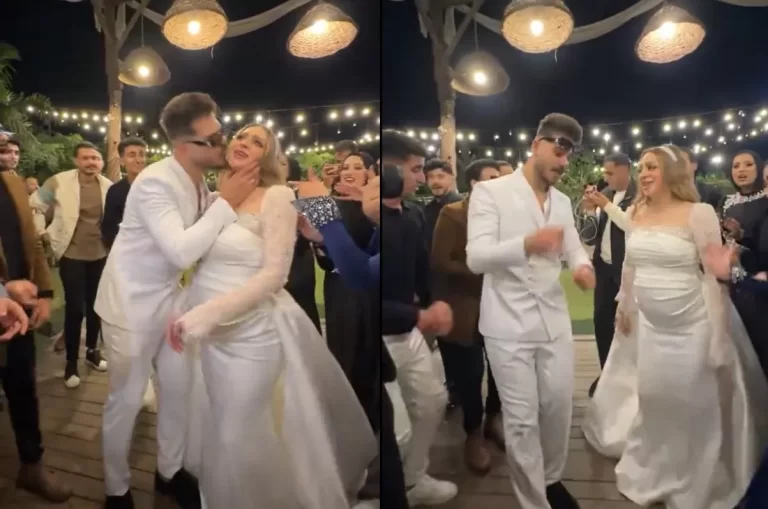 عروس حامل ترقص مع عريسها في مصر