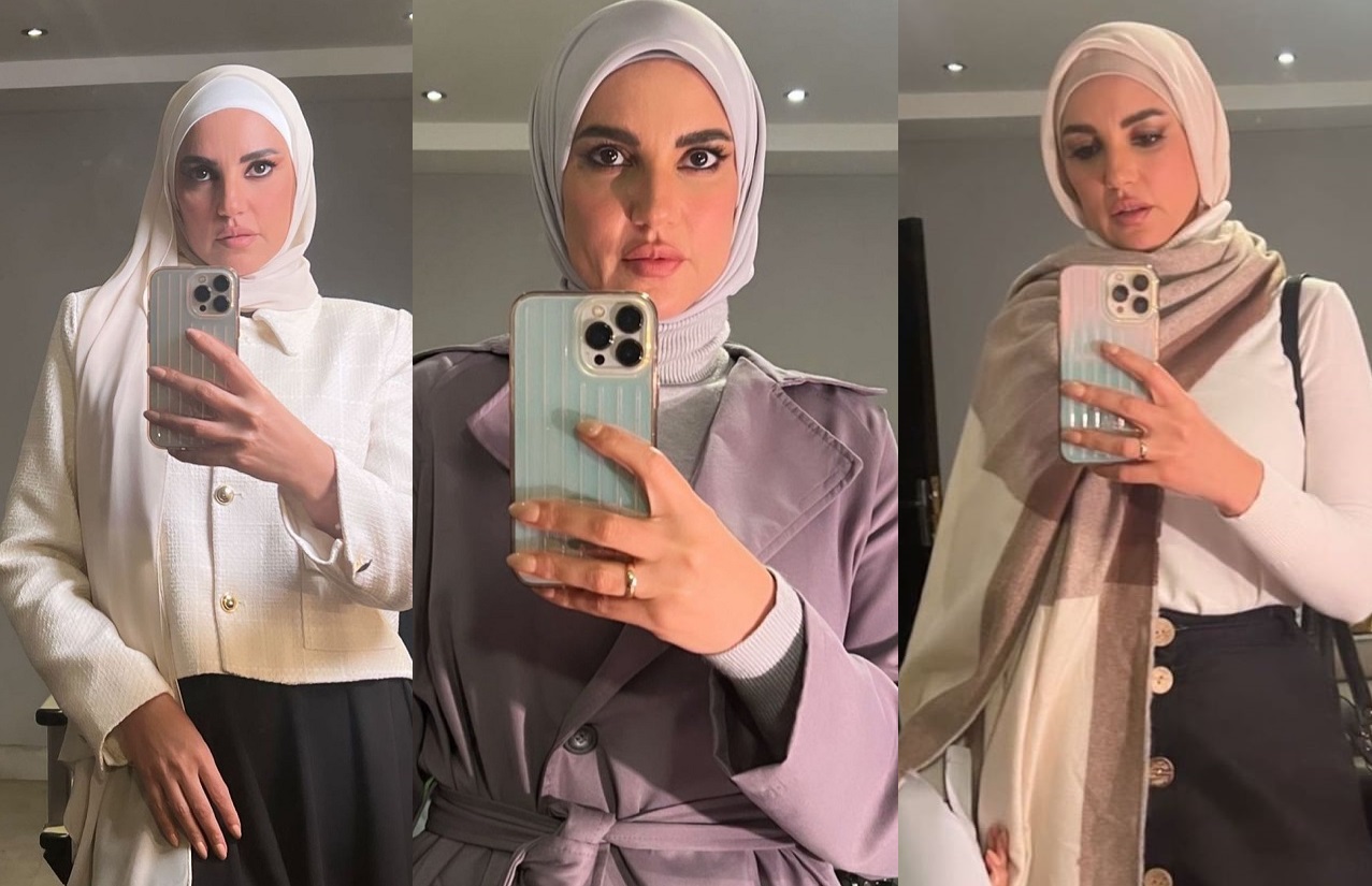 صور درة بالحجاب تشعل المواقع .. إليكم السرّ درة درة بالحجاب في كواليس تصوير مسلسل اثبات نسب