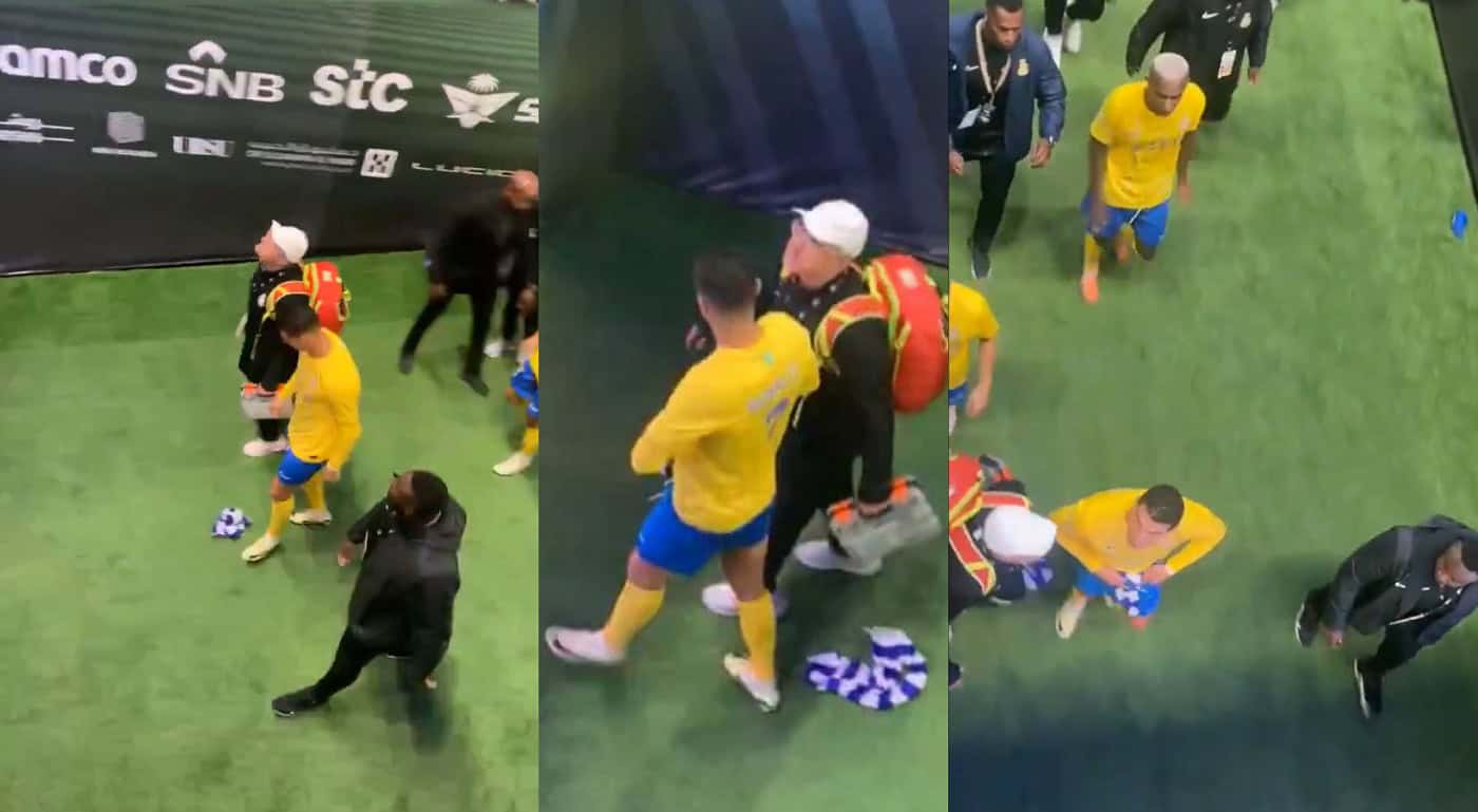 رونالدو يمسح عضوه الذكري بوشاح الهلال ويثير غضب السعوديين .. هل يُعاقب؟! رونالدو يهين وشاح الهلال