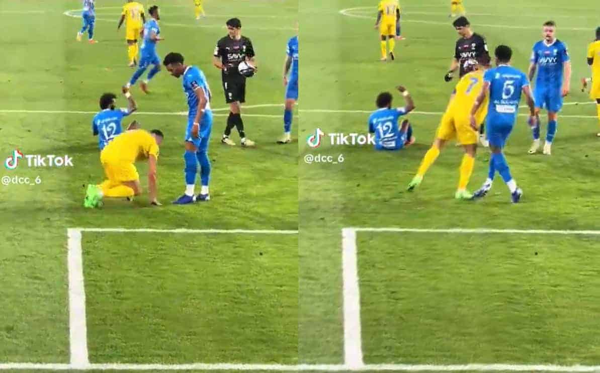 فيديو يكشف ماذا فعل البليهي مع رونالدو قبل طرد الأخير! طرد رونالدو بسبب علي البليهي