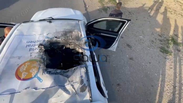 قصف سيارة وفد المطبخ العالمي في غزة